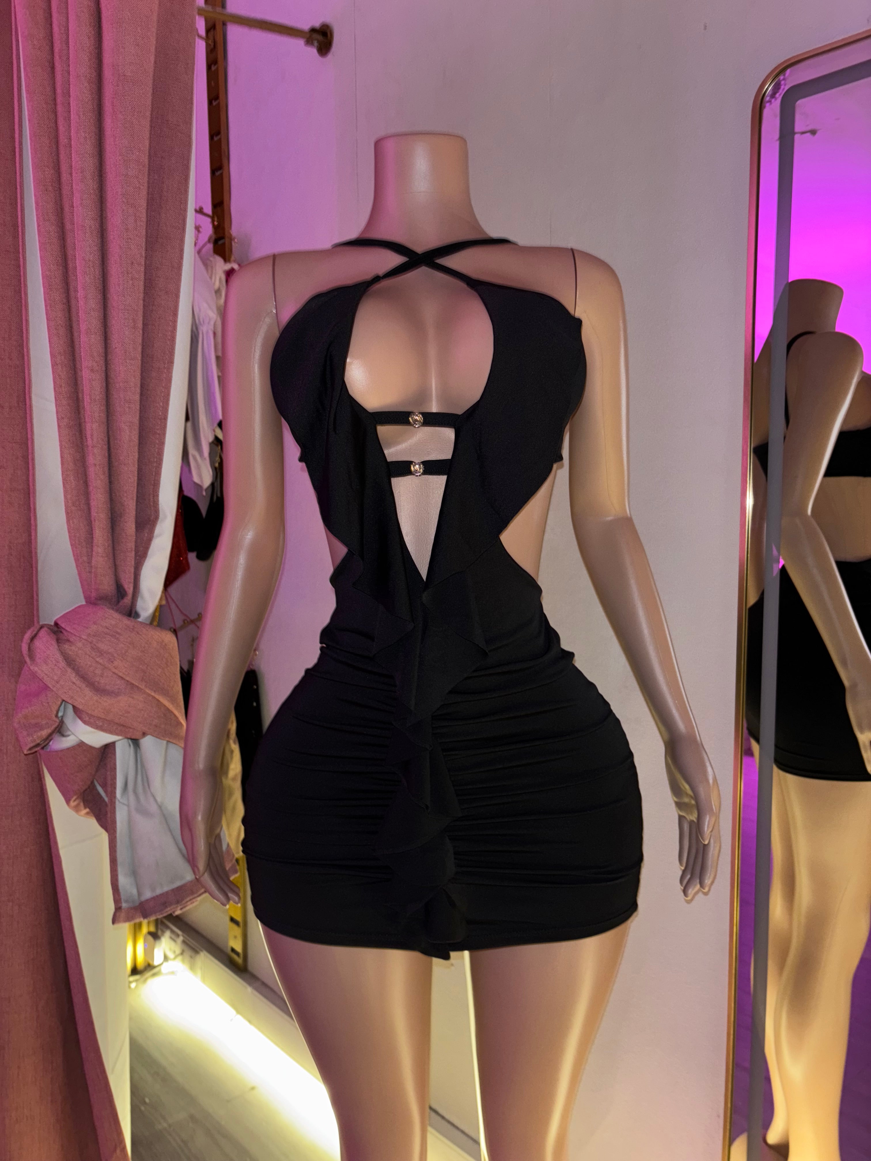 Vestido escote flecos diamond