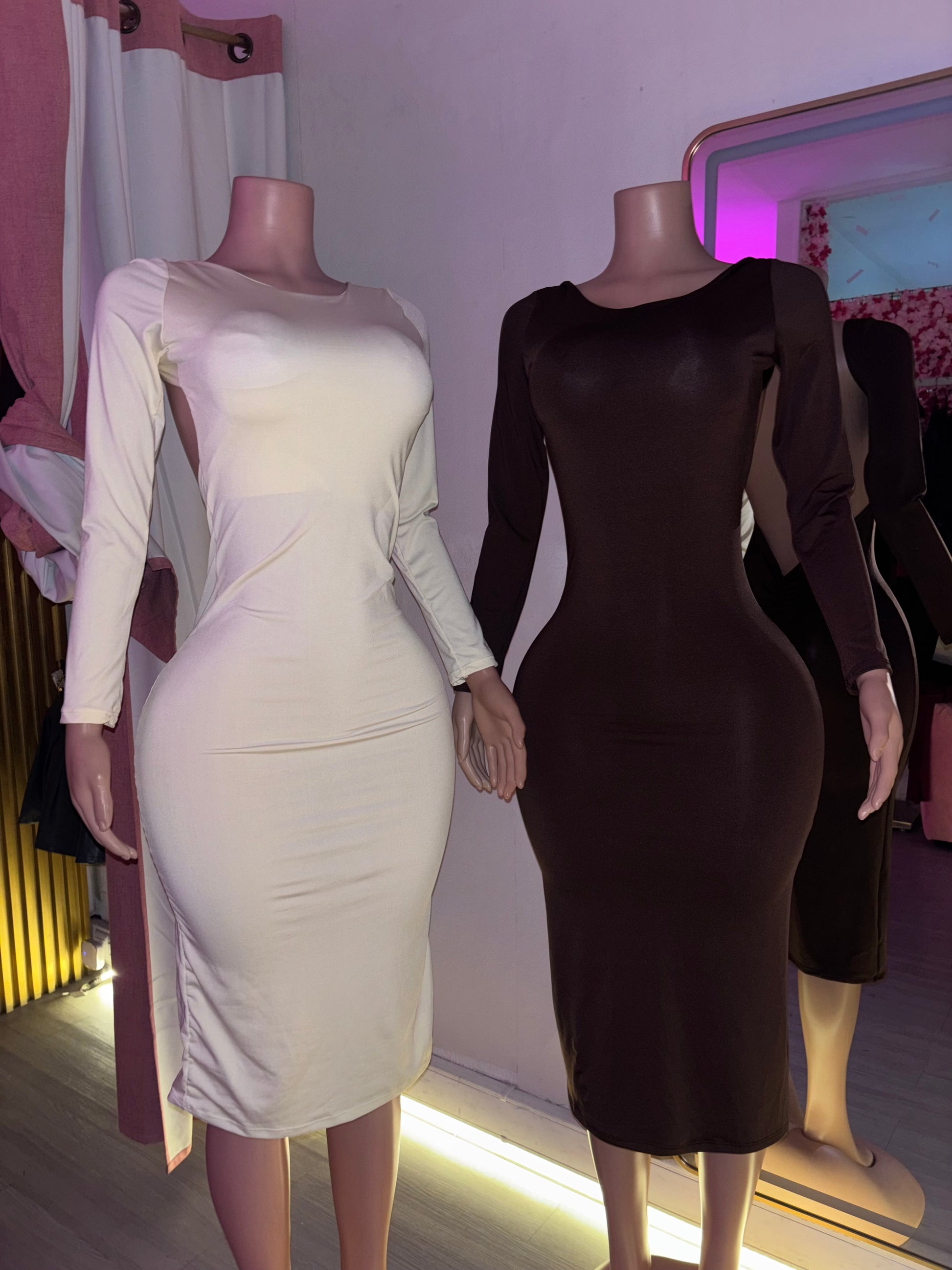 Vestido largo push up manga larga