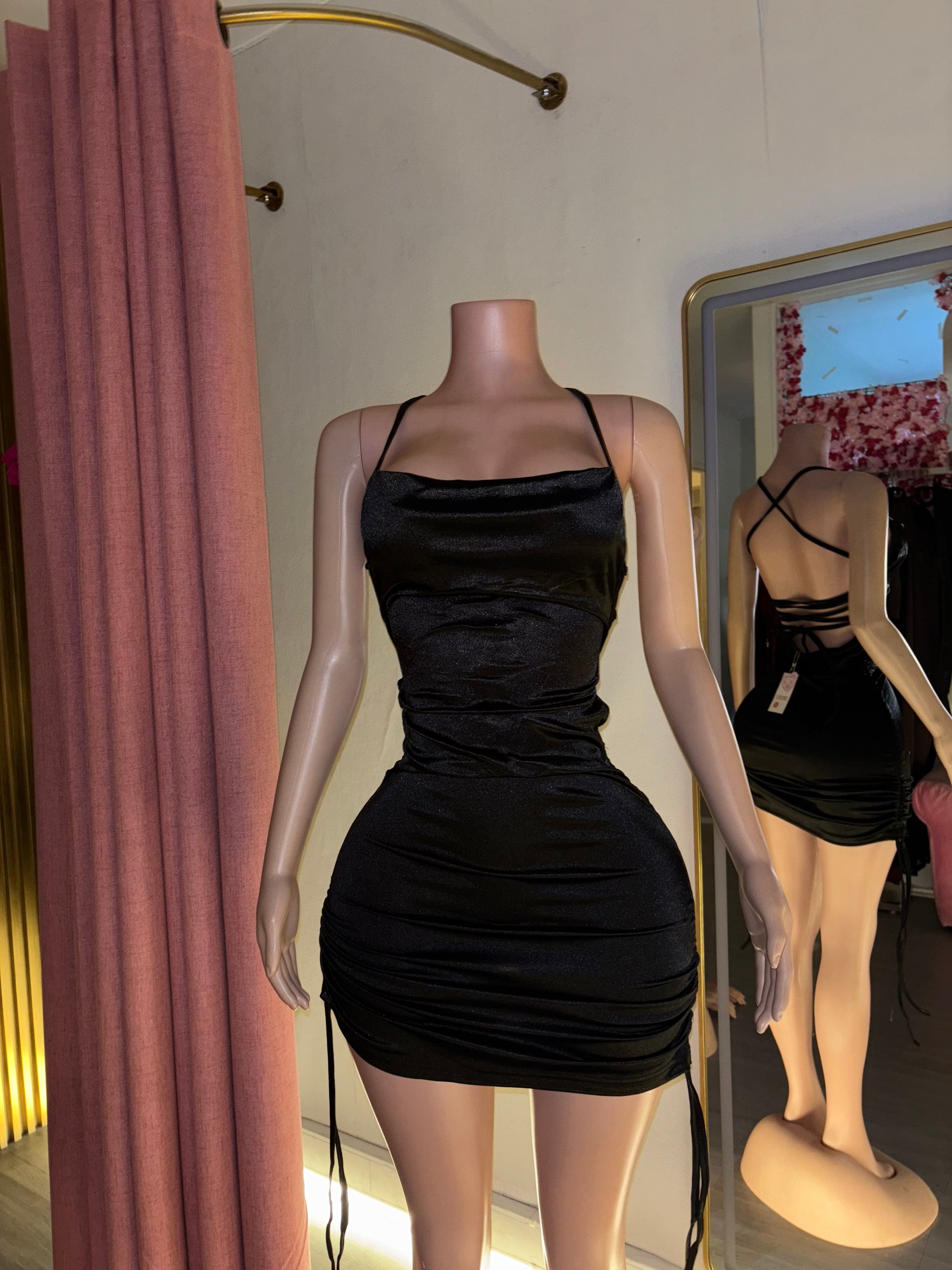 Midnight Satin Mini Dress