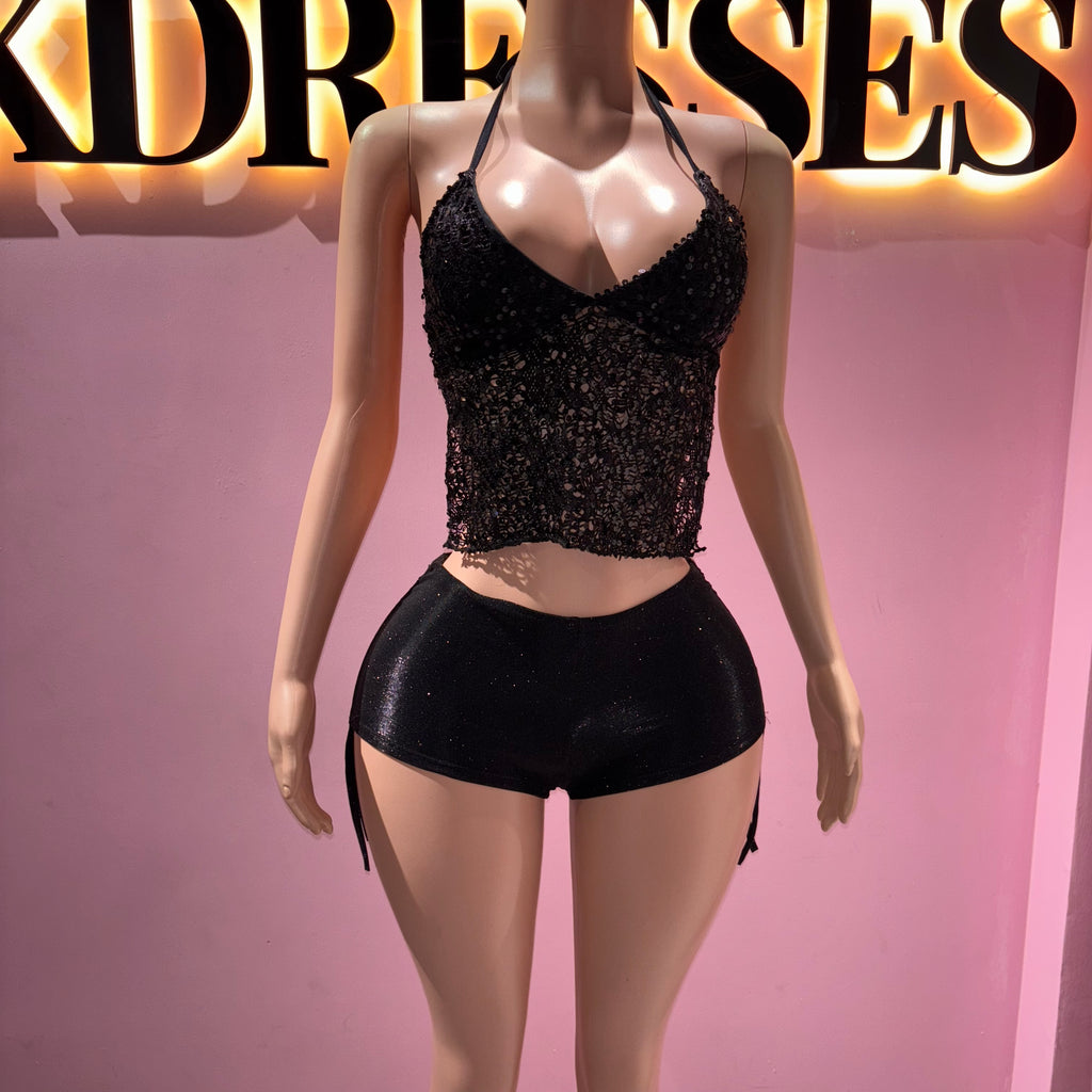 Mini short brillos amarra