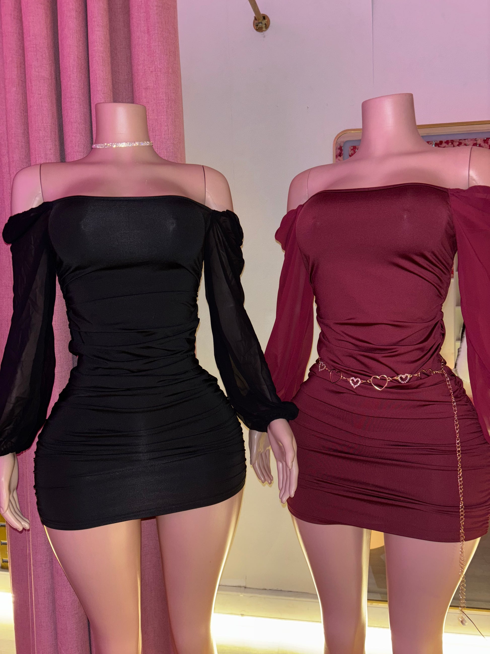 Vestido manga larga transparencia