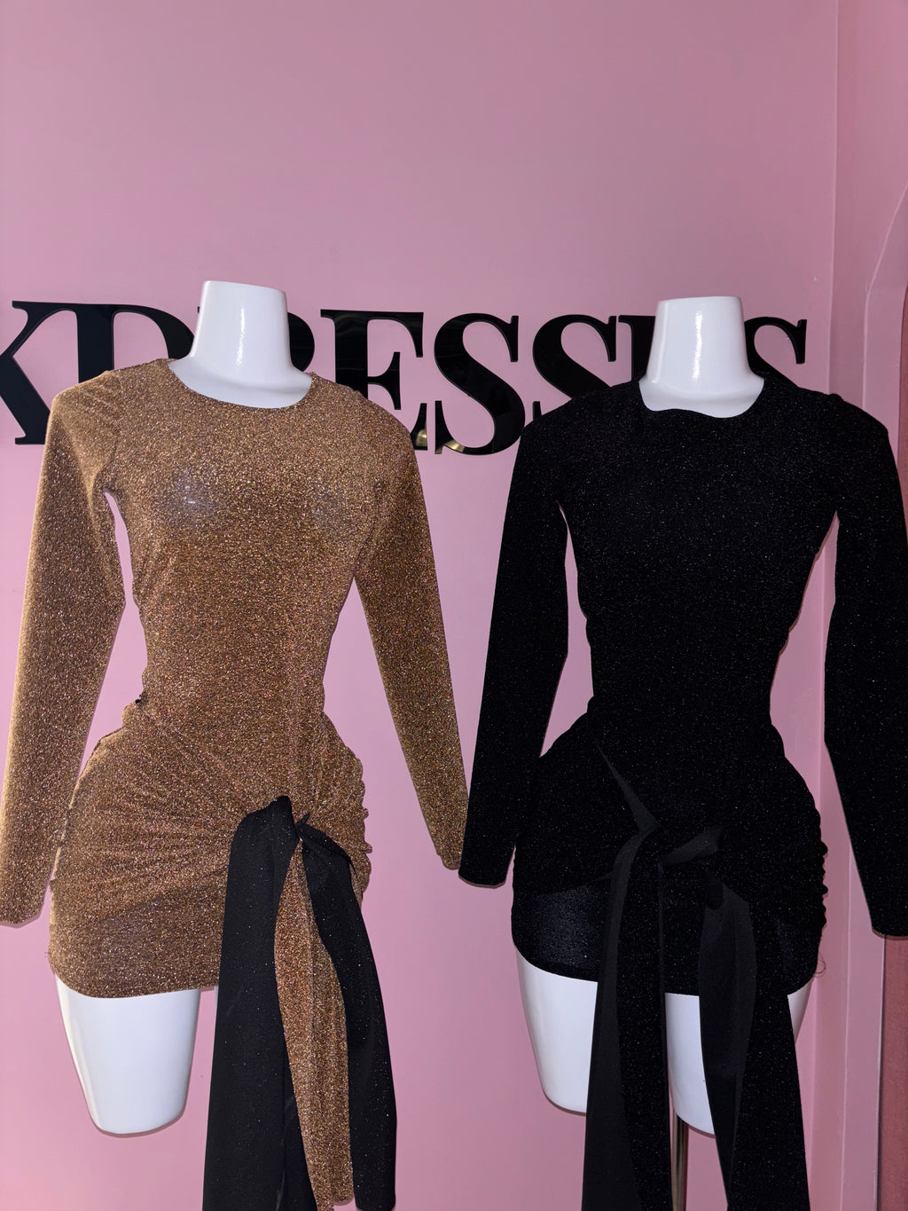 Manga larga drapeado shiny