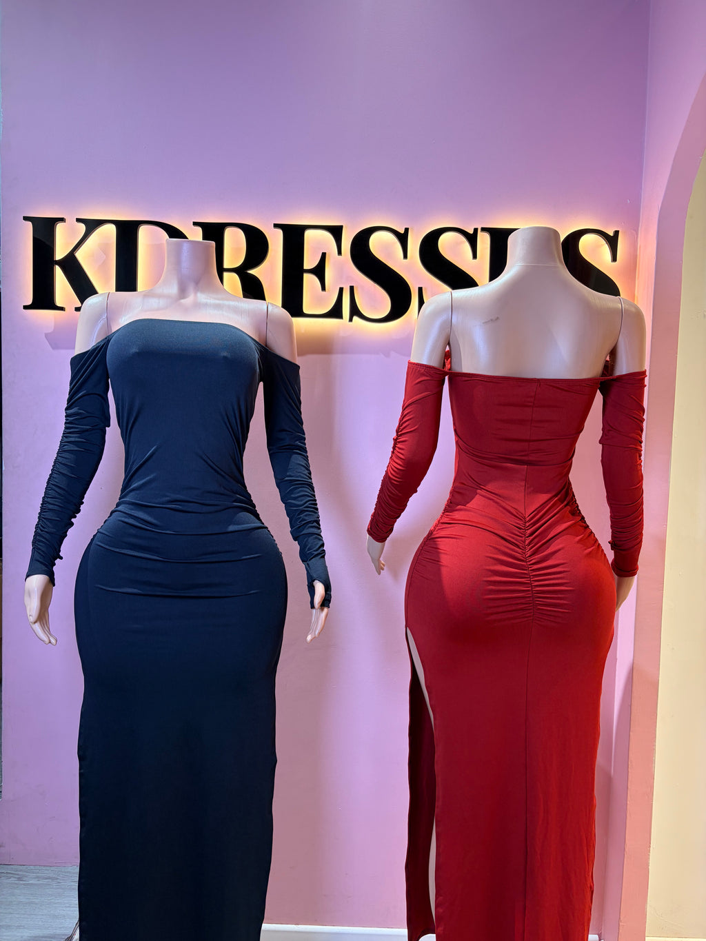 Vestido manga larga push up largo