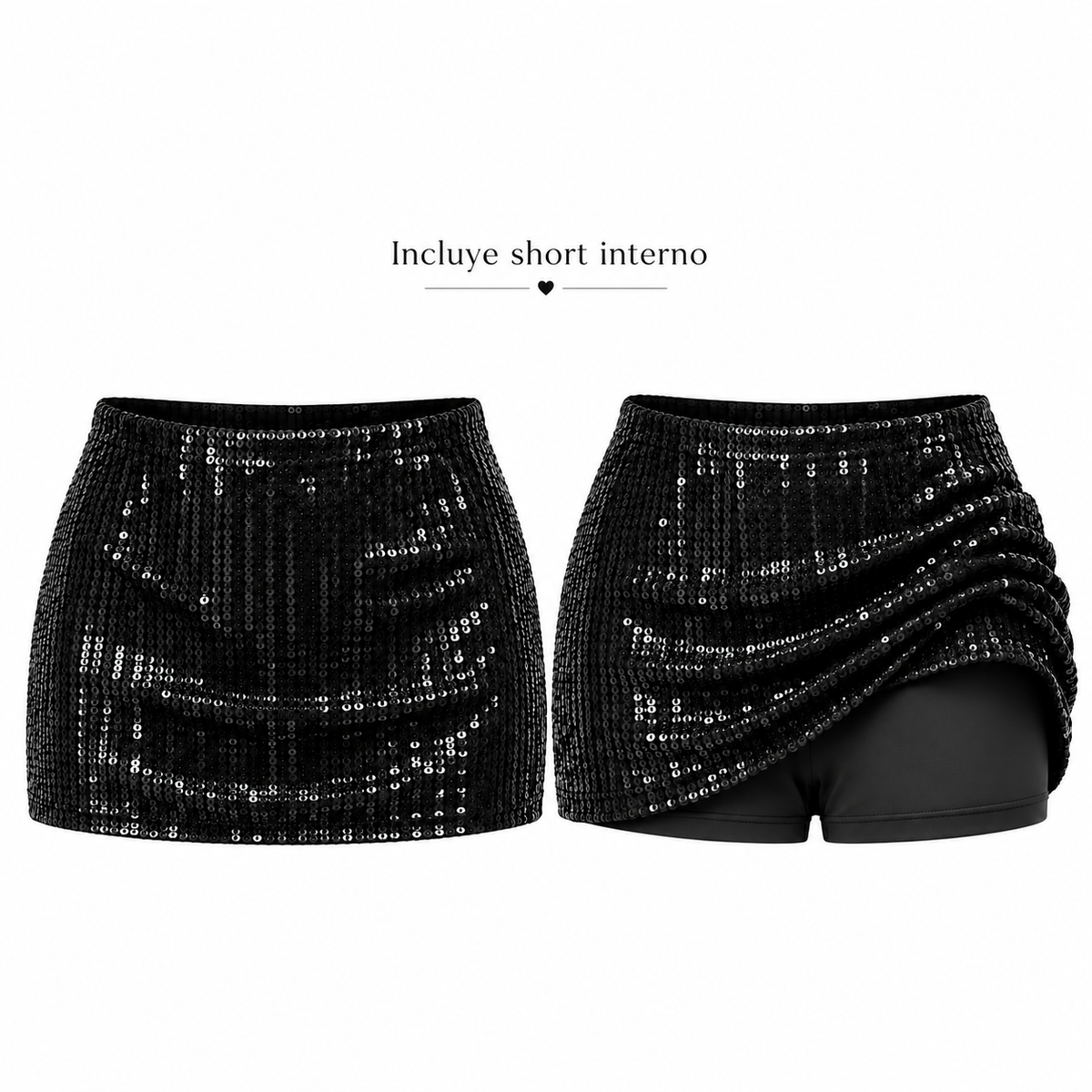 Falda short lentejuelas