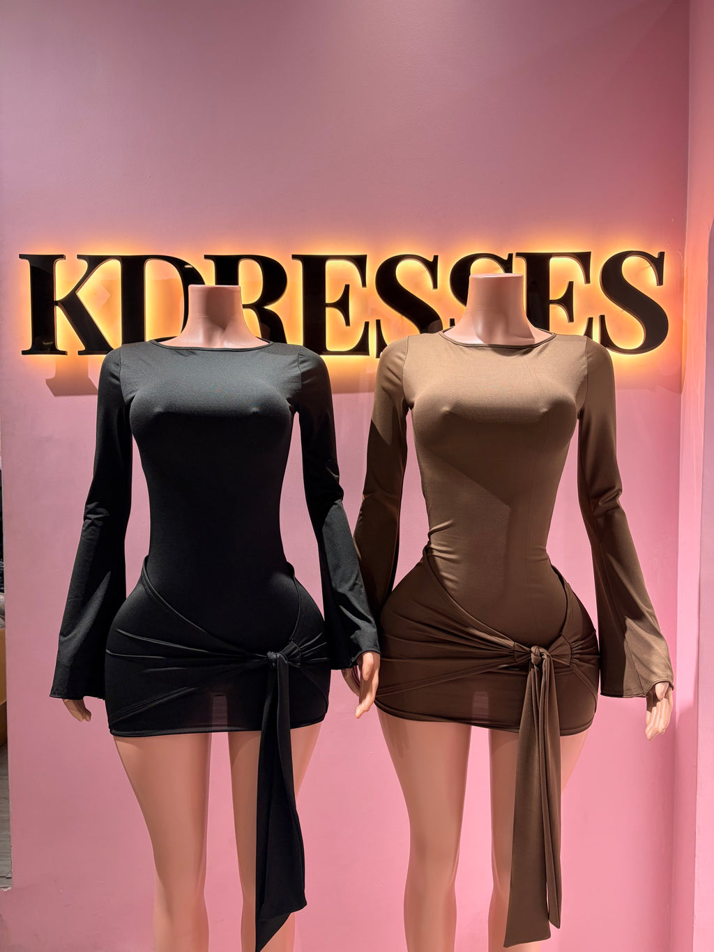 Vestido manga larga drapeado
