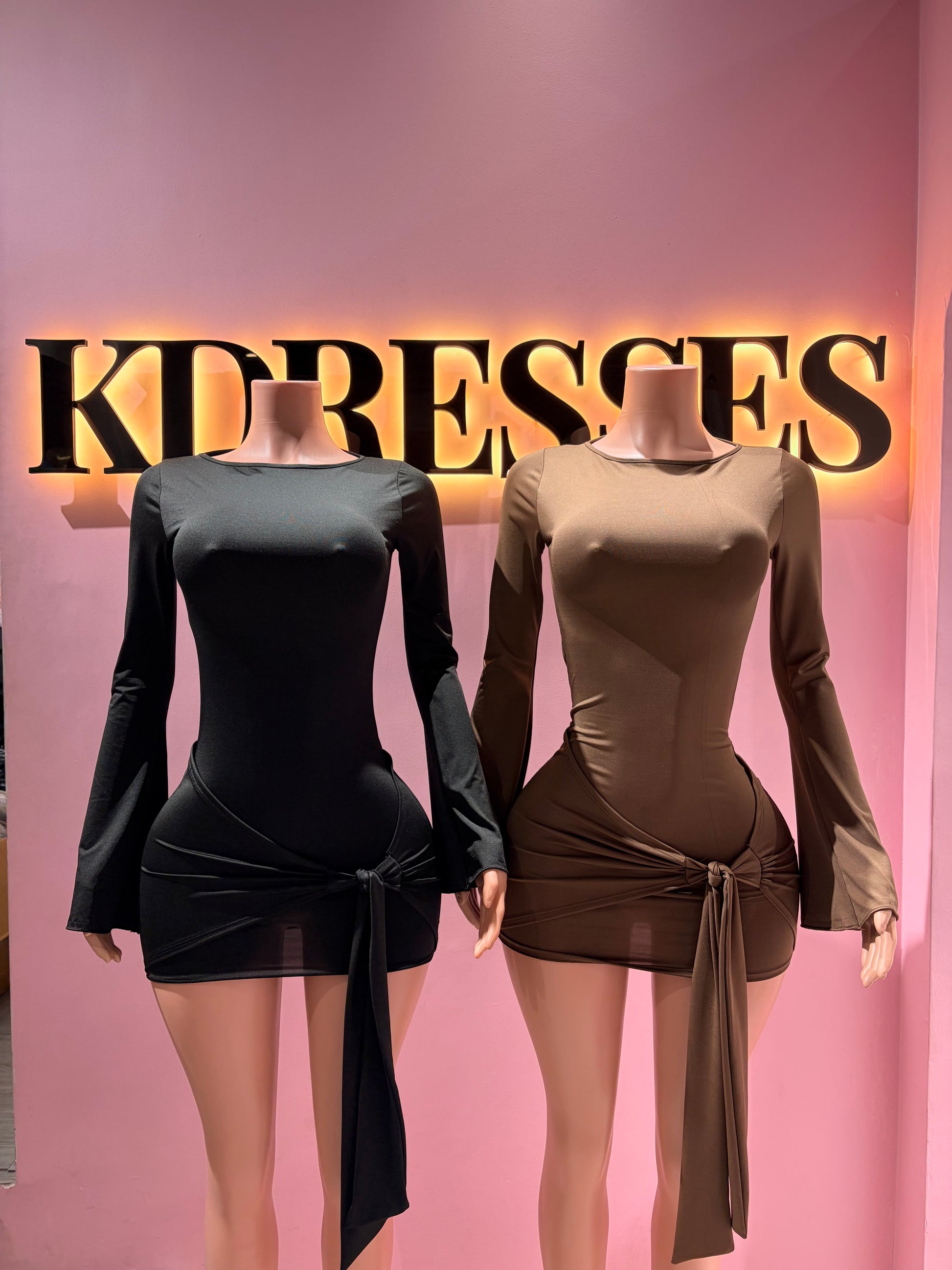 Vestido manga larga drapeado