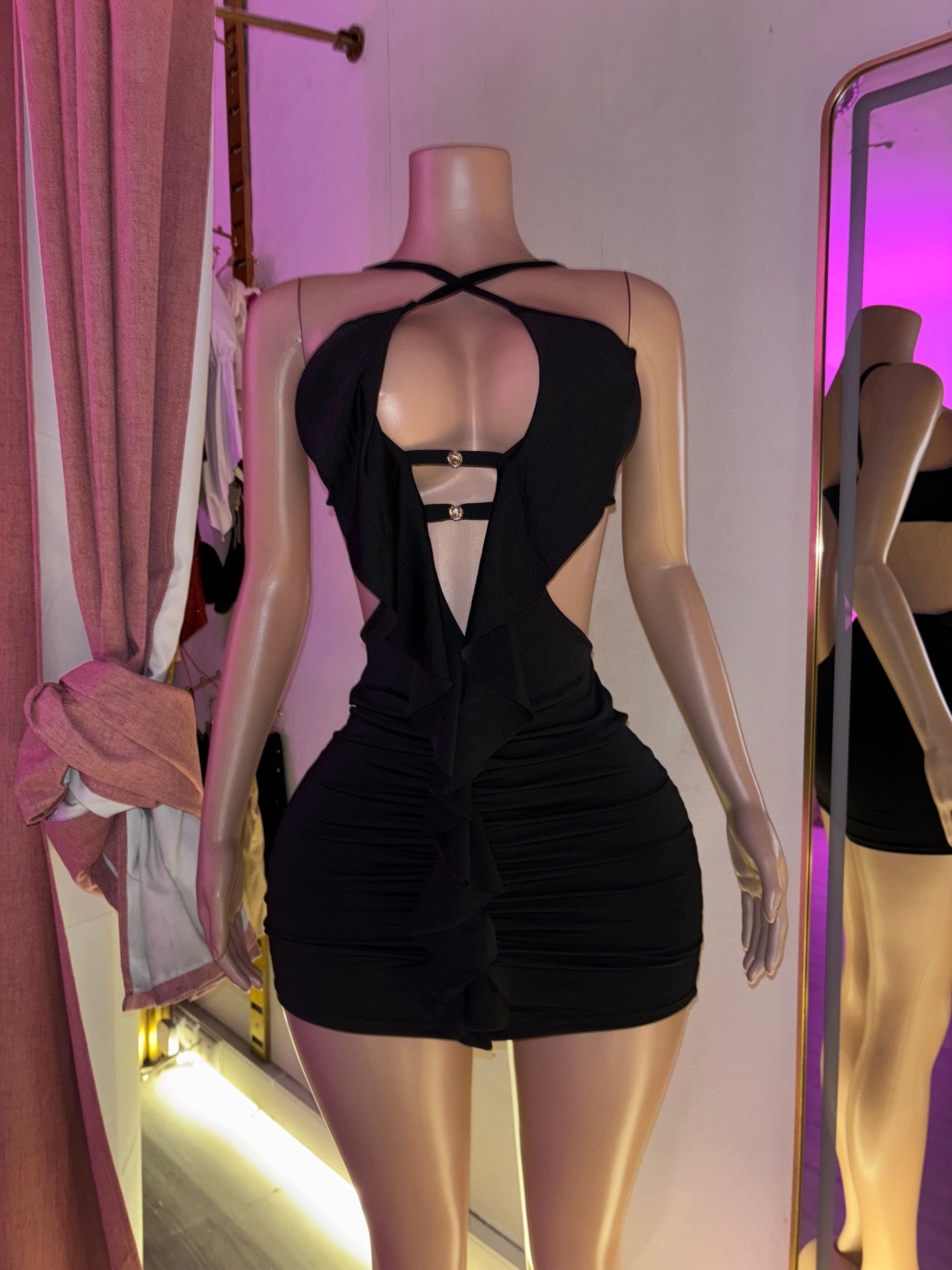 Vestido escote flecos diamond