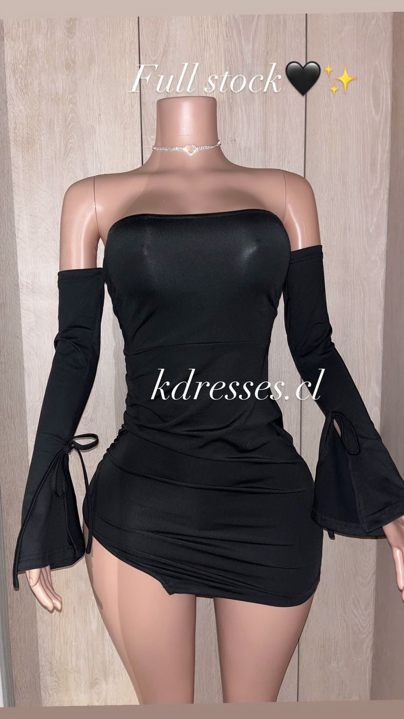 vestido strapless manga larga