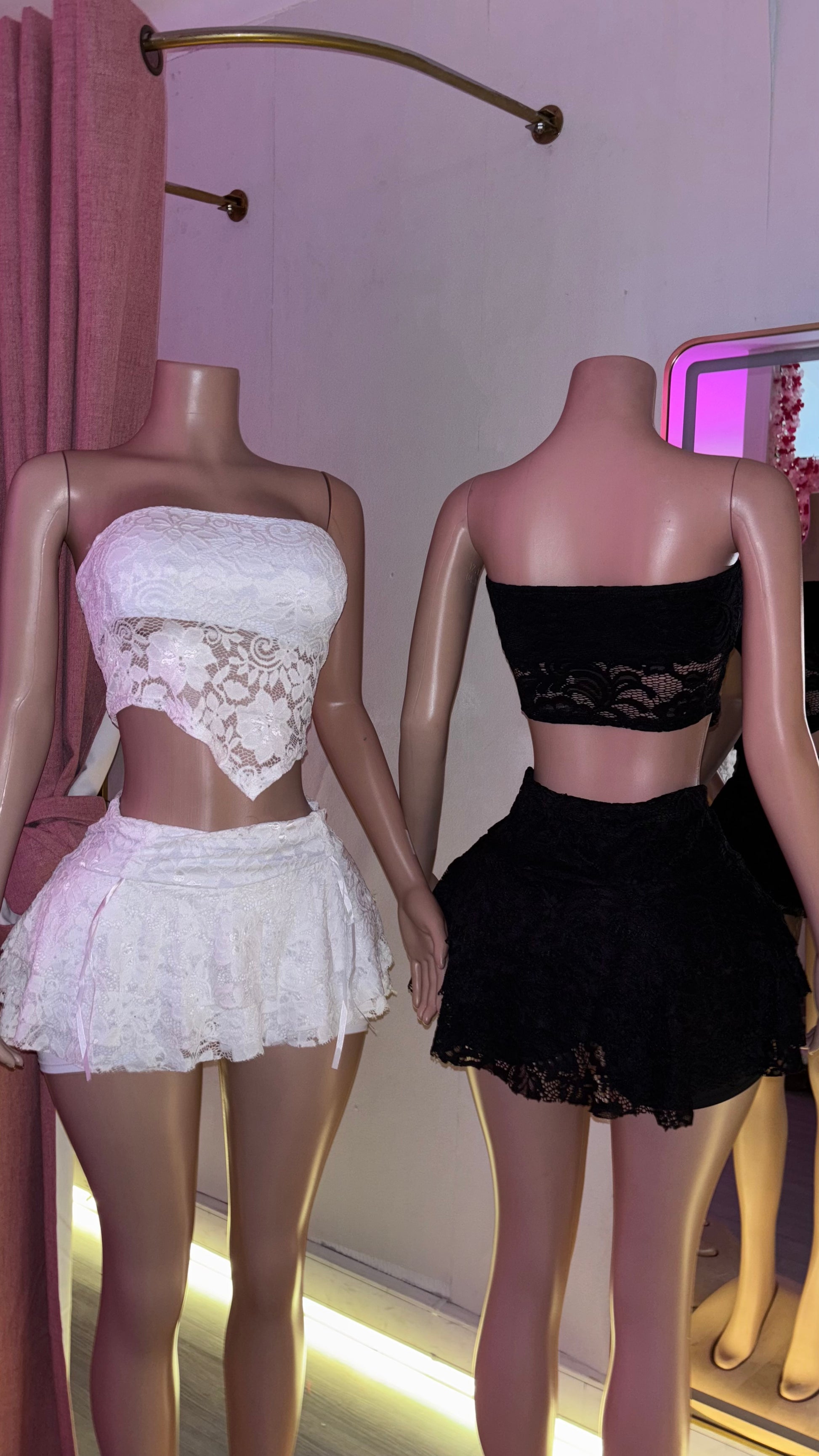 Conjunto encaje short vuelitos