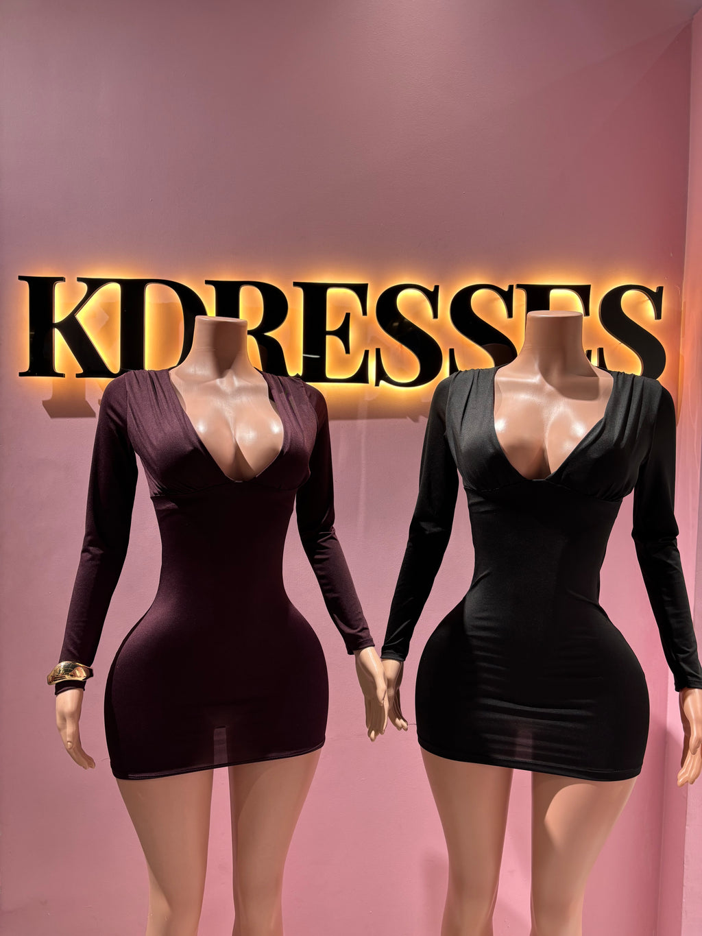 Vestido manga larga escote