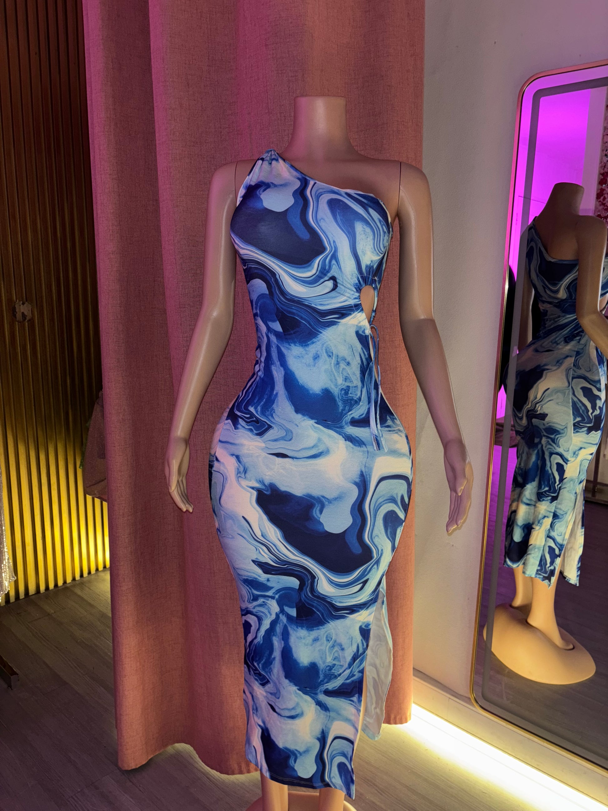 Vestido hombro largo Tie die