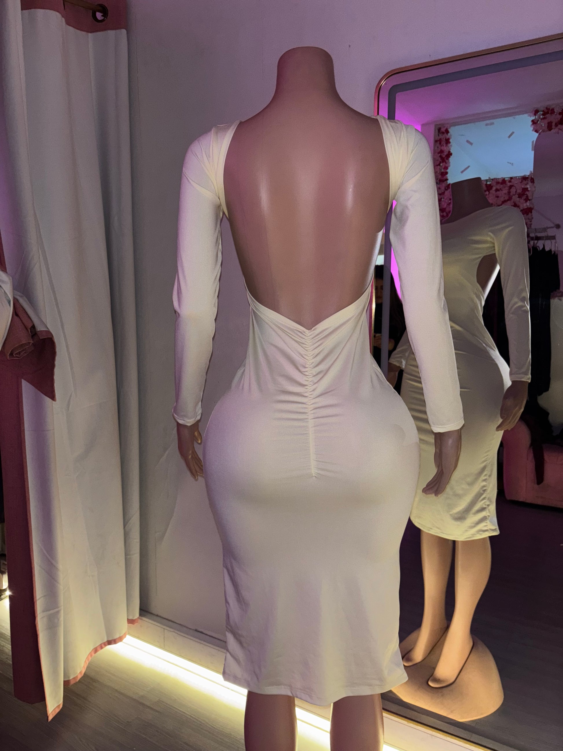 Vestido largo push up manga larga