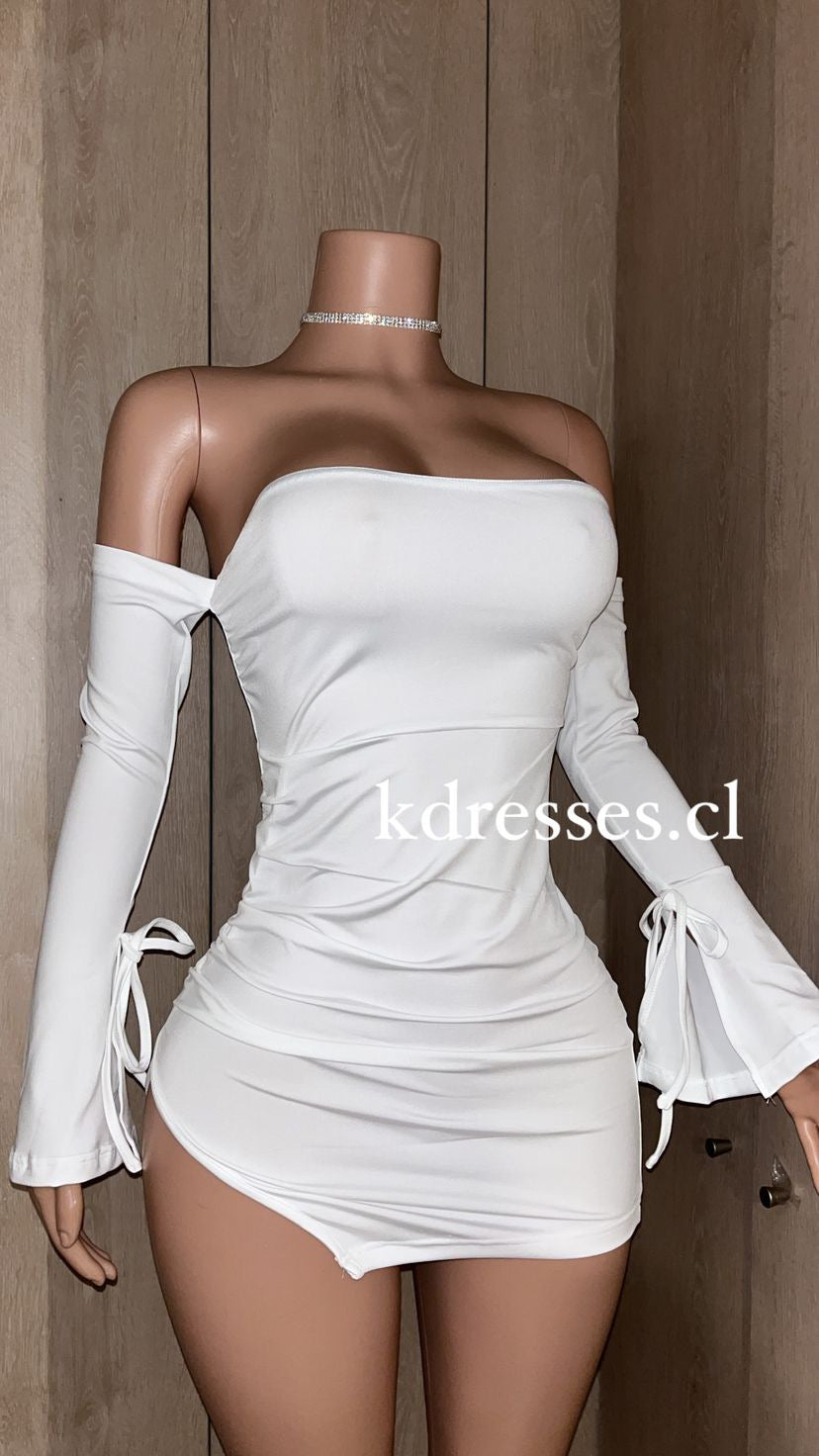 vestido strapless manga larga