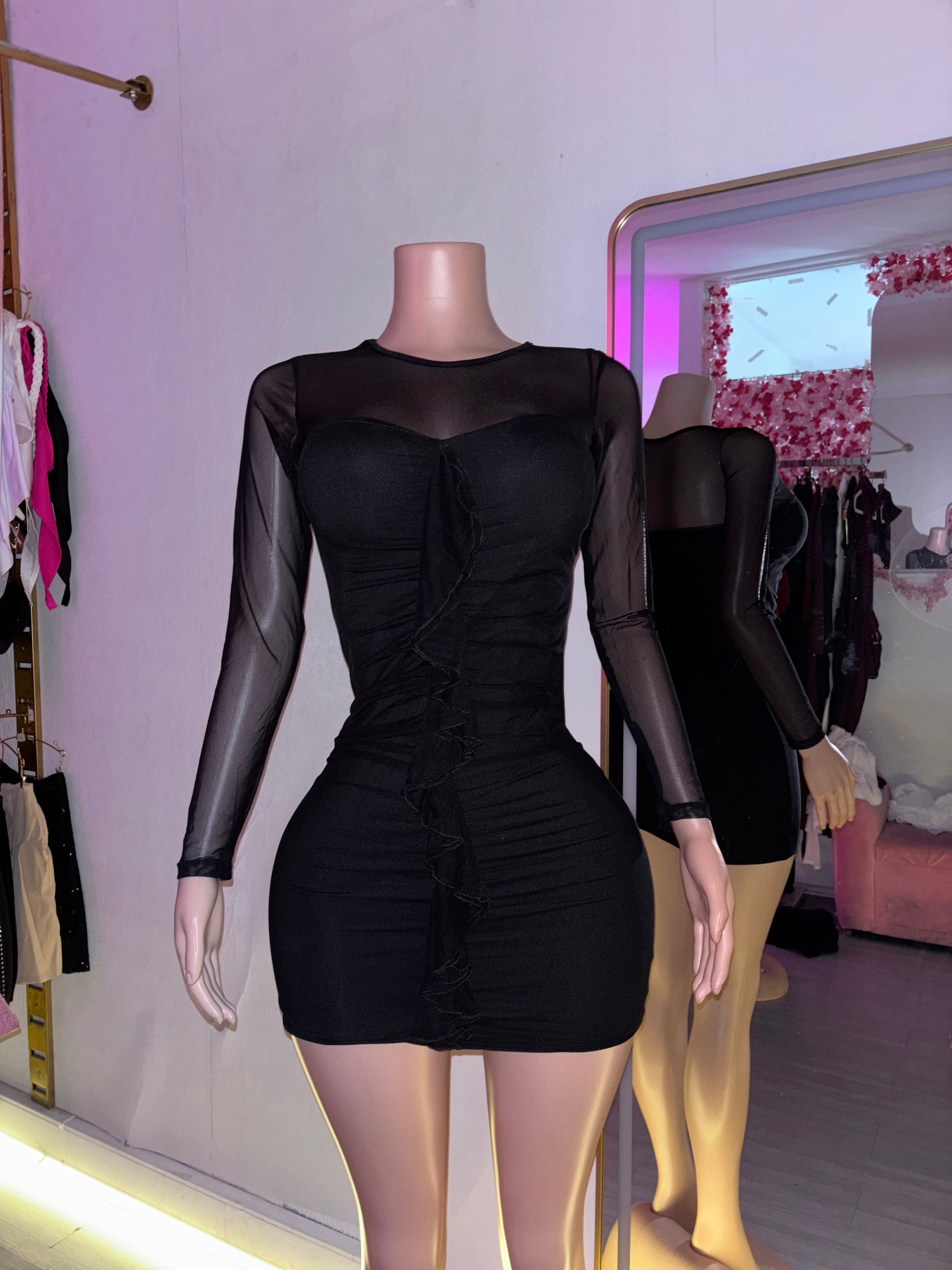Vestido Flecos Transparencia