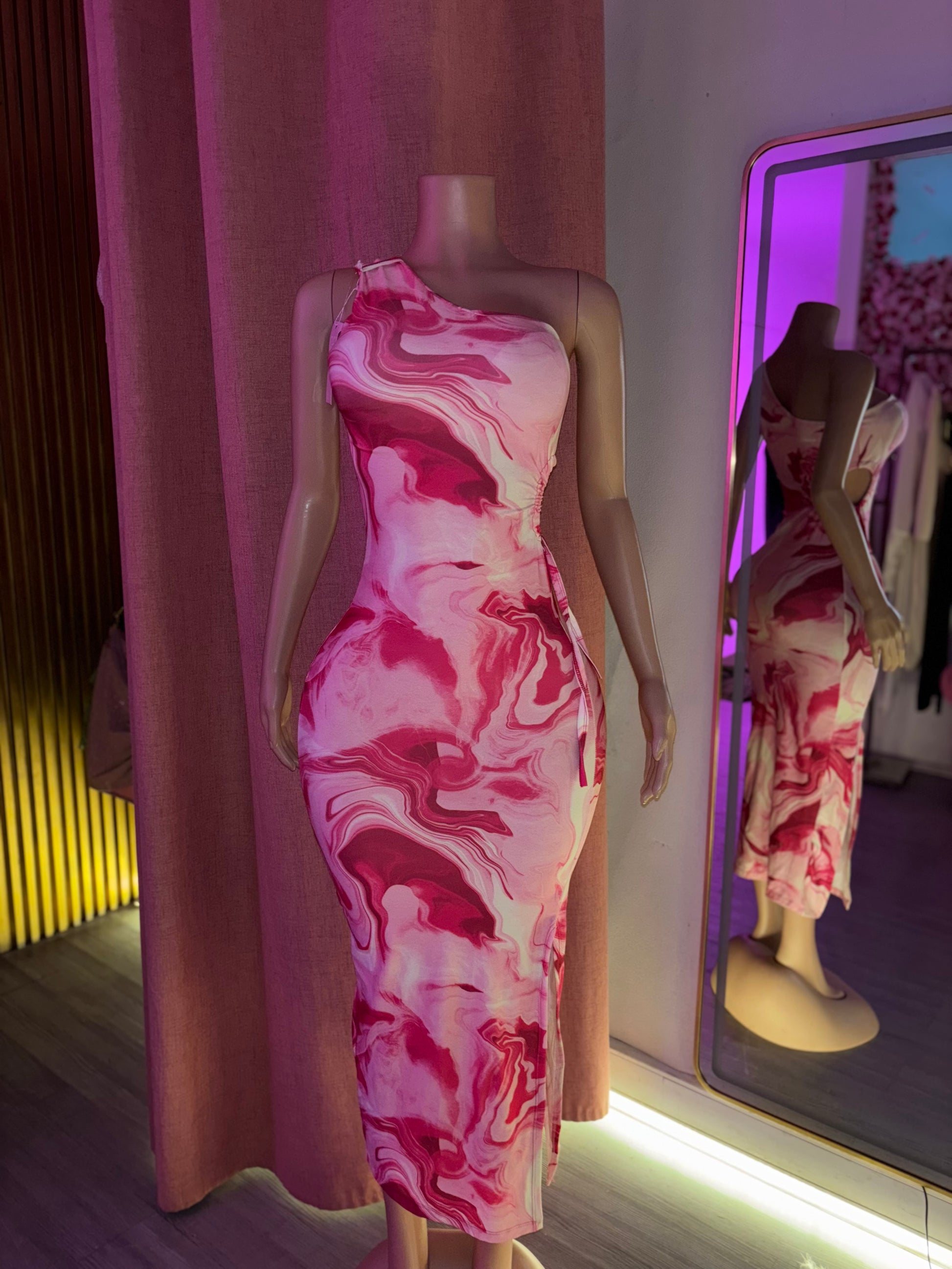 Vestido hombro largo Tie die