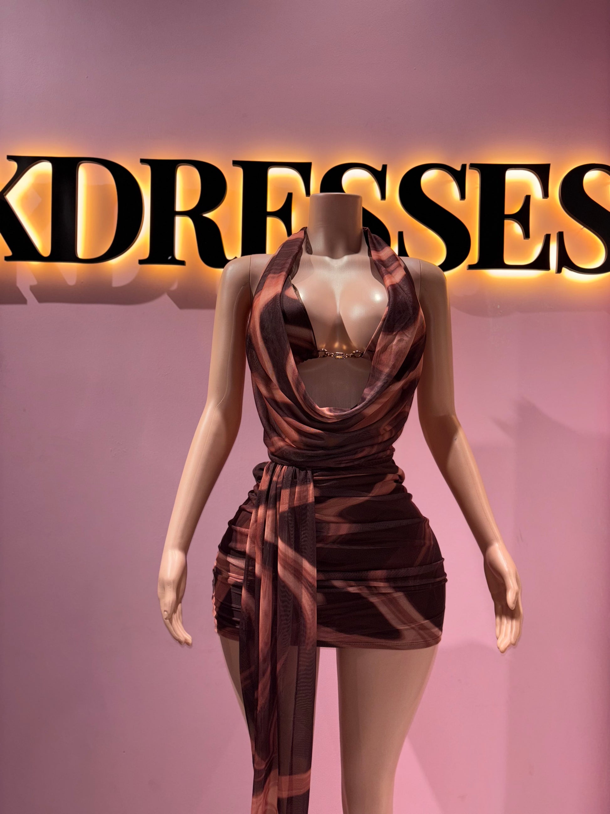 Vestido bikini drapeado transparencia