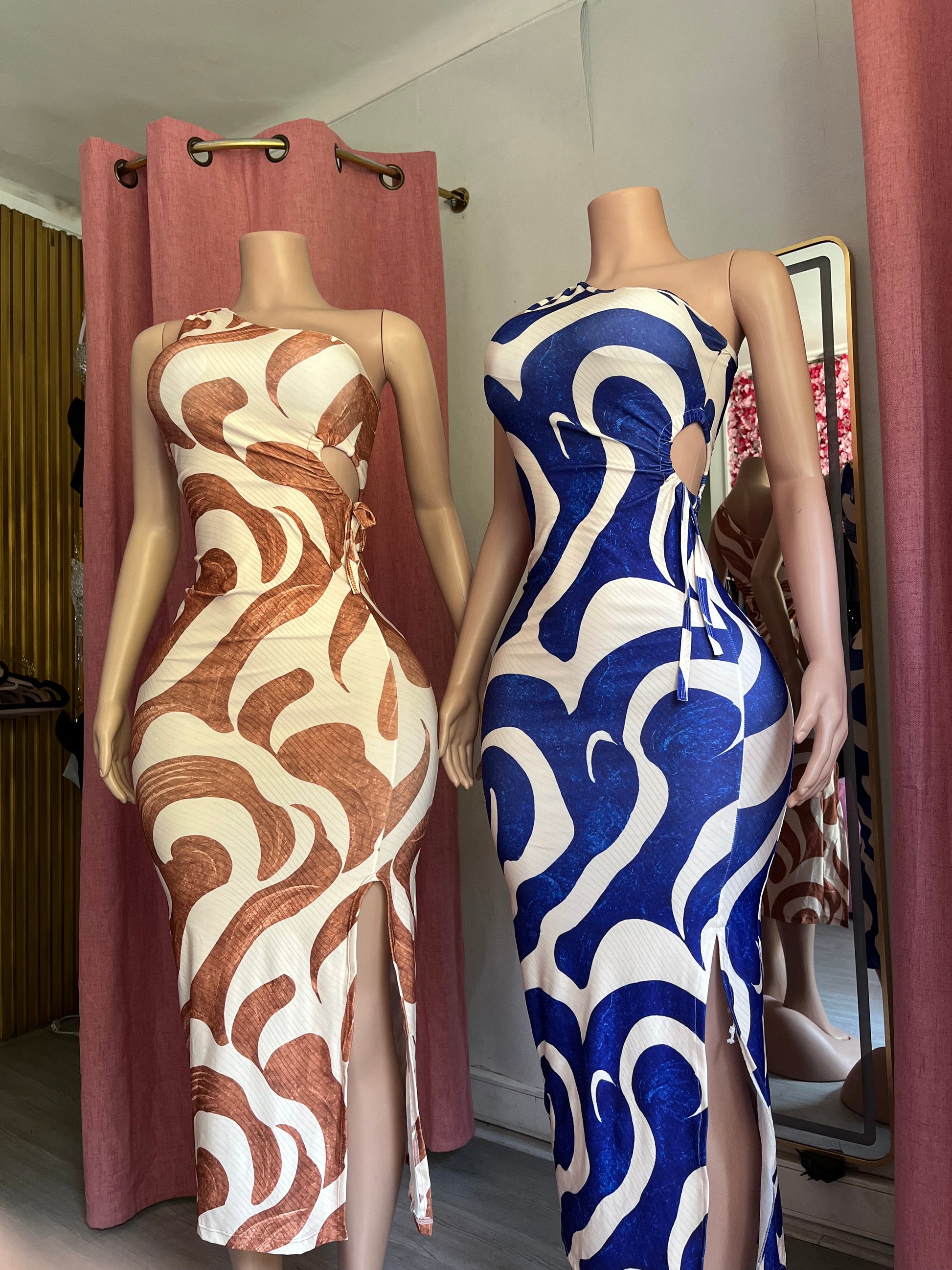 Vestido hombro mosaico