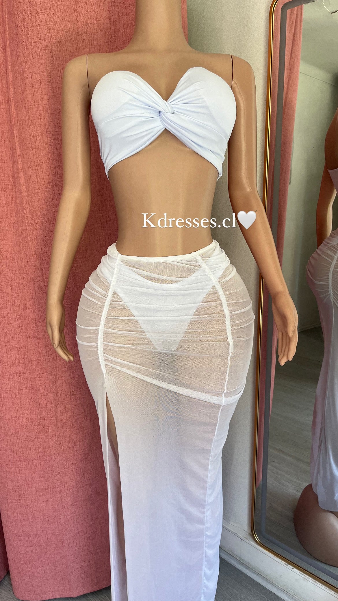 conjunto bikini falda larga blanco