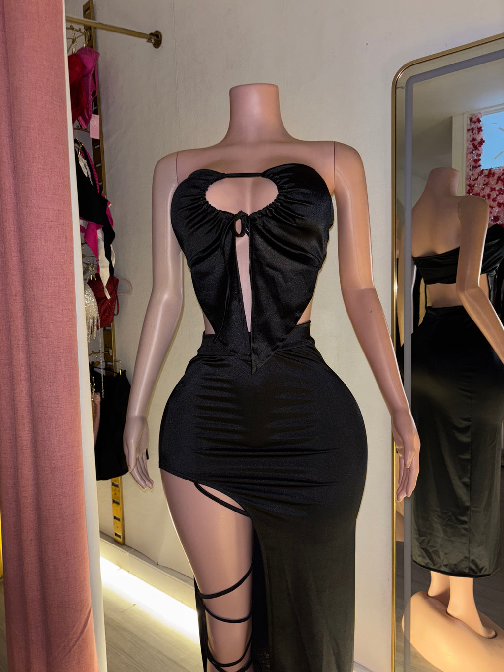 conjunto de satin largo