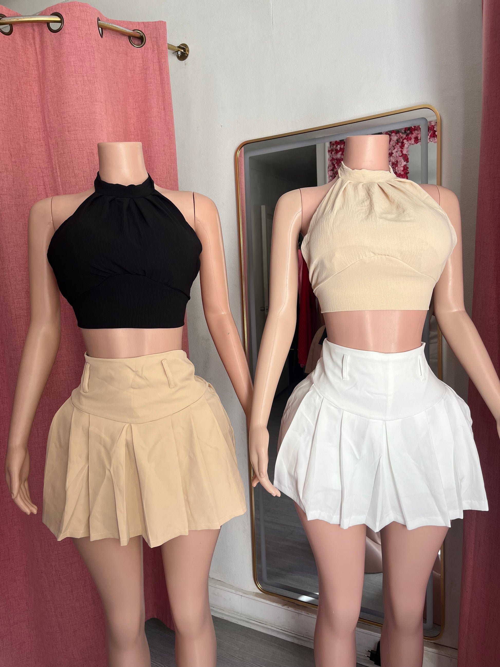Falda short tableada