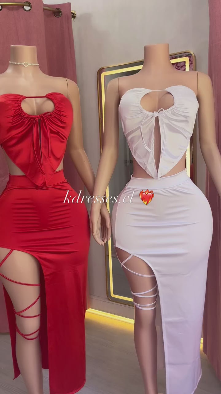conjunto de satin largo