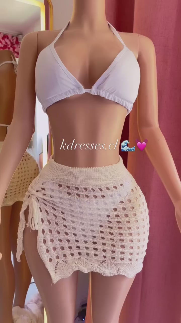 Falda tejida con abertura