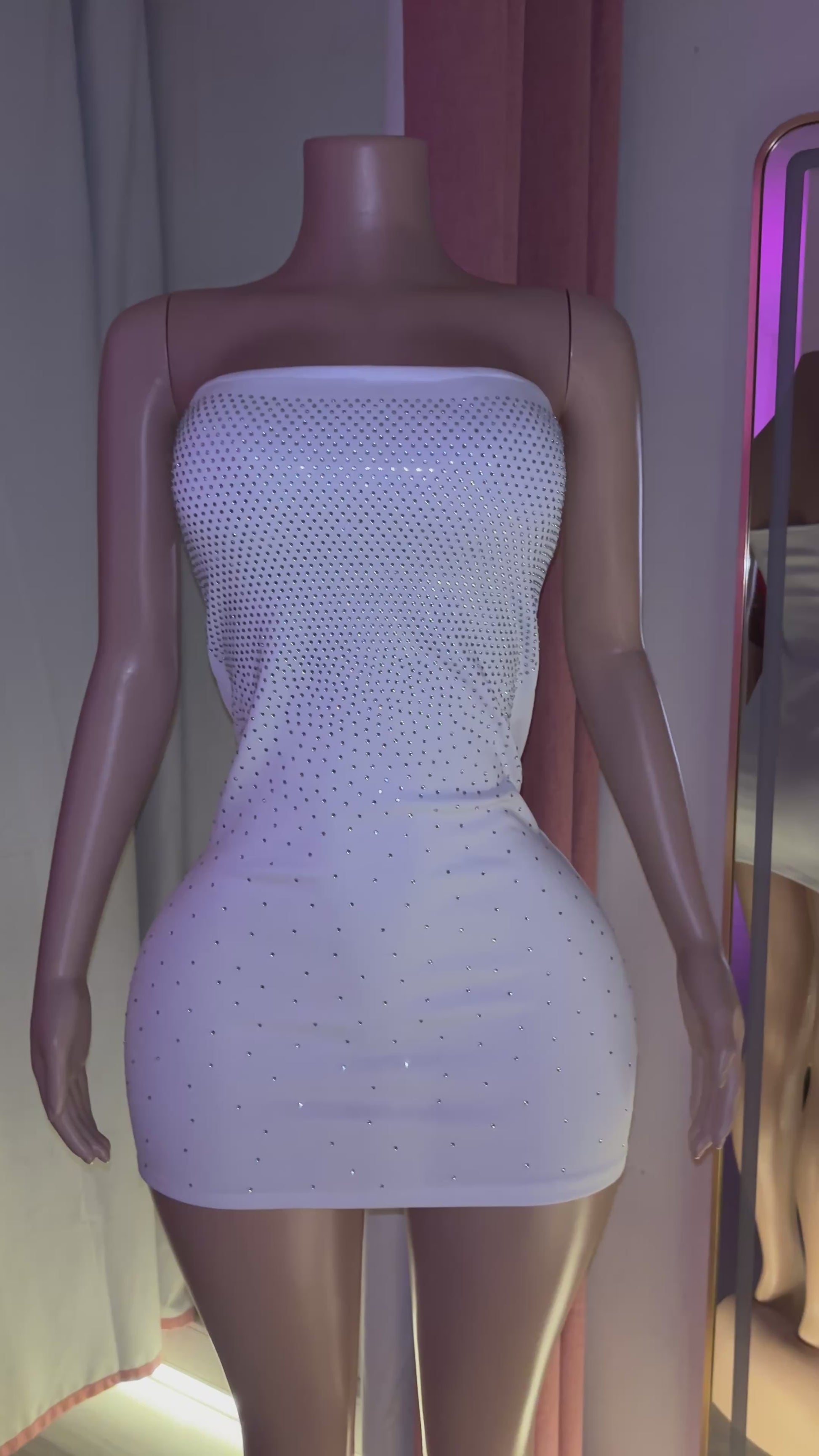 Vestido strapless shine blanco