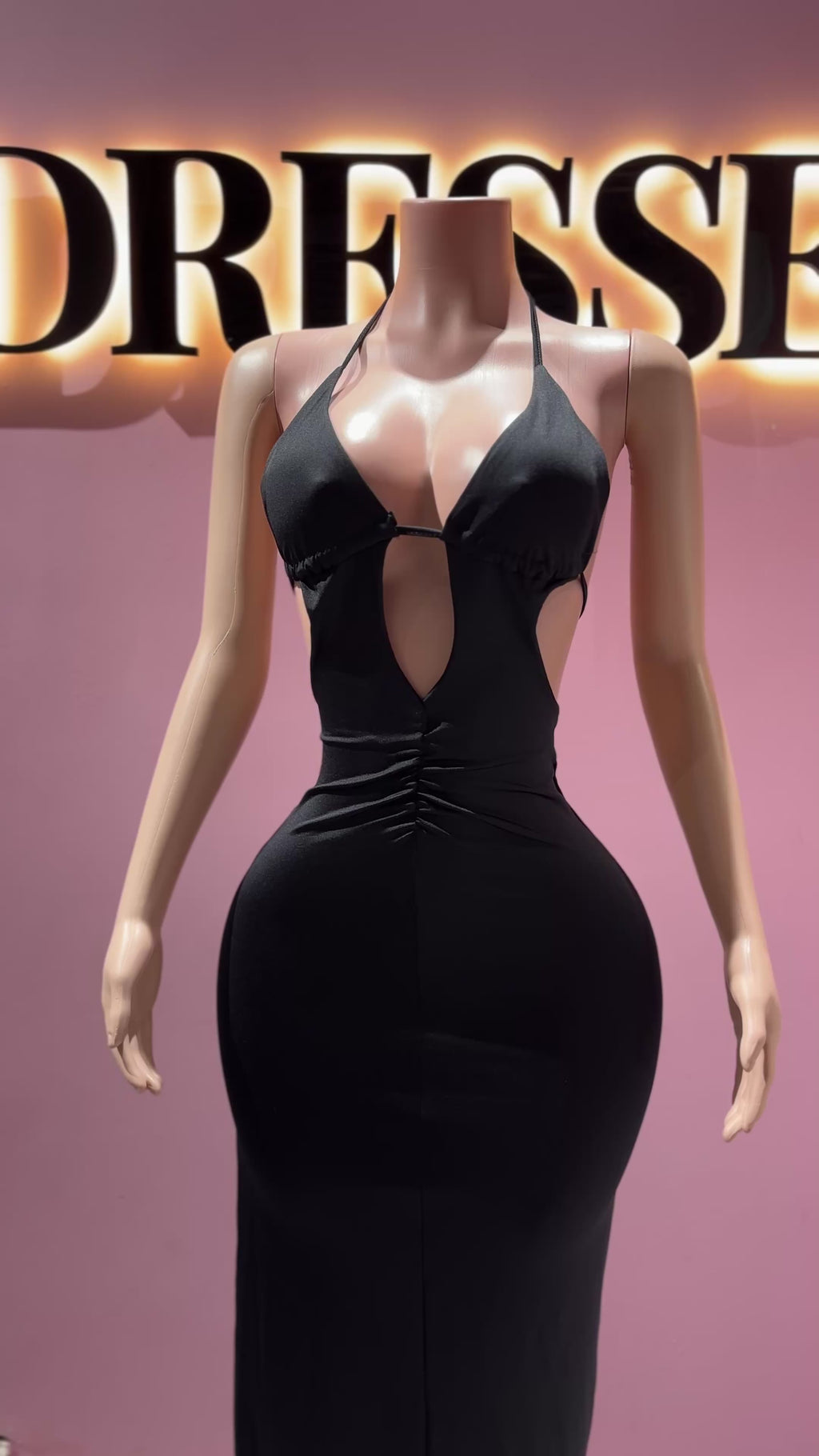 Vestido escote largo push up