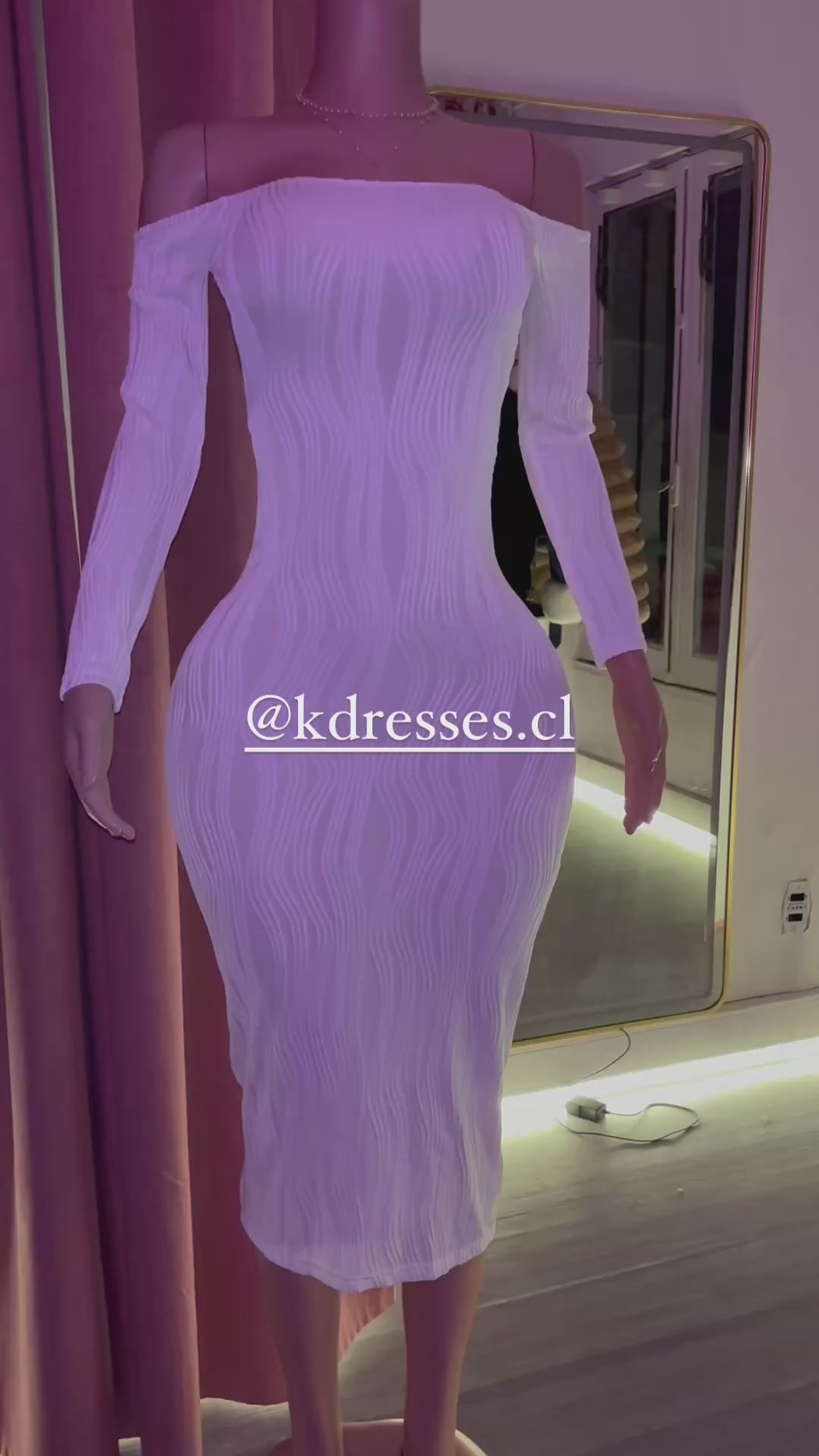 Vestido largo push up manga larga