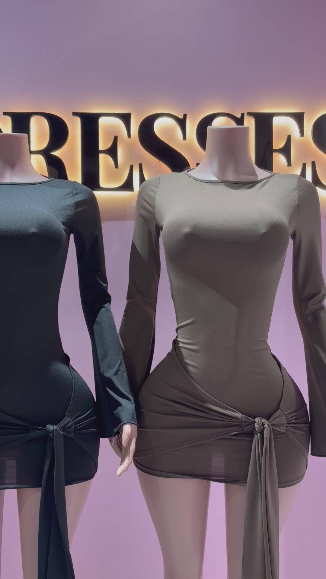 Vestido manga larga drapeado