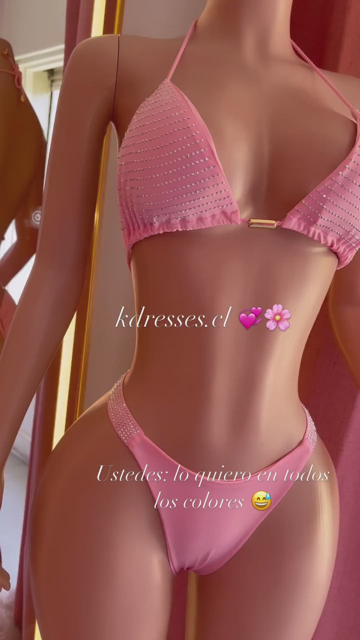 Bikini brillante efecto push up