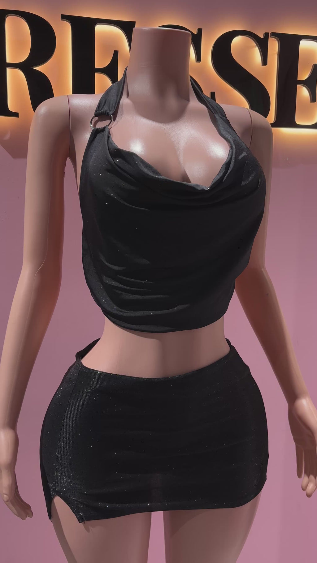 Top escote argolla brillante