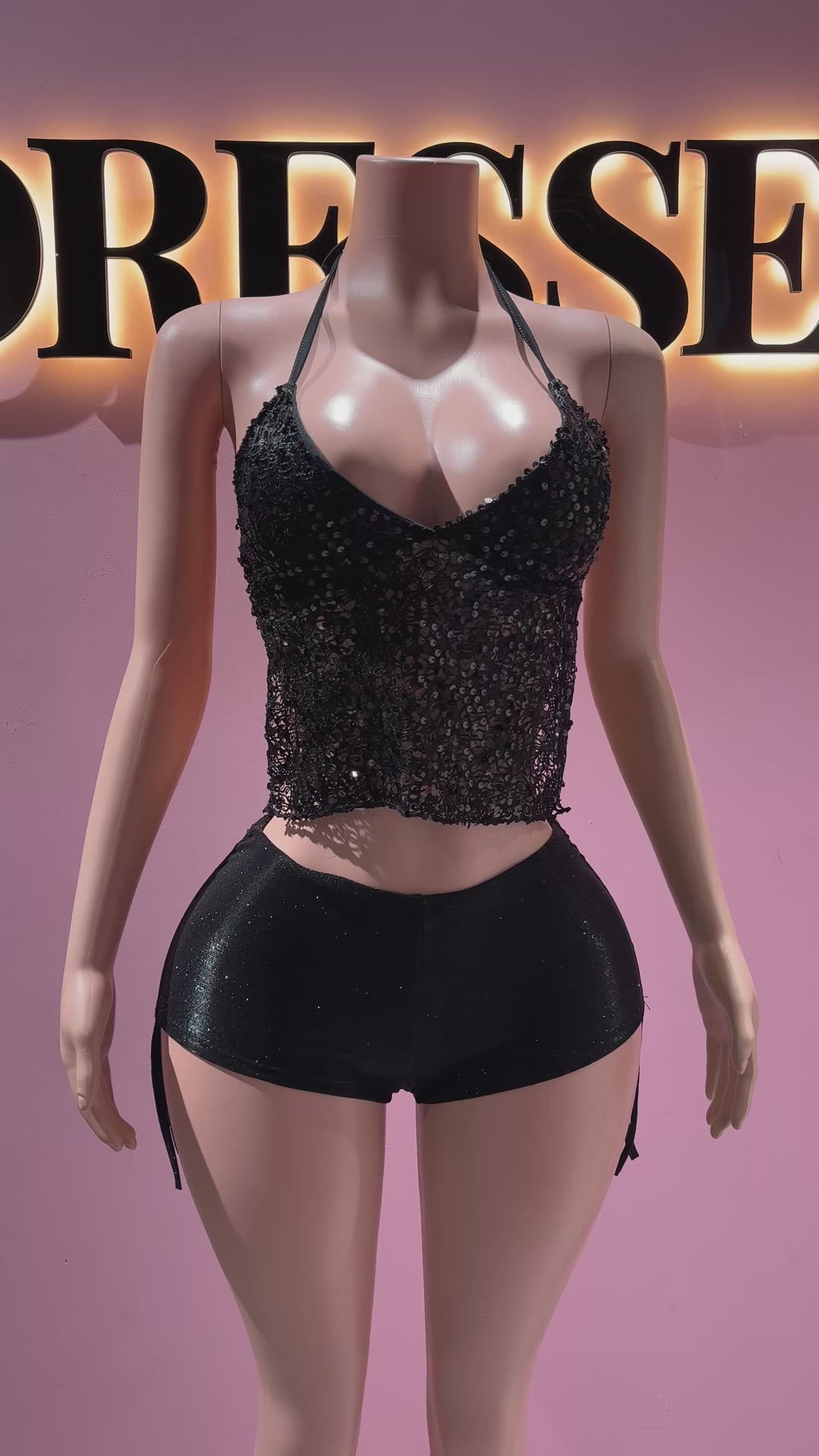 Mini short brillos amarra