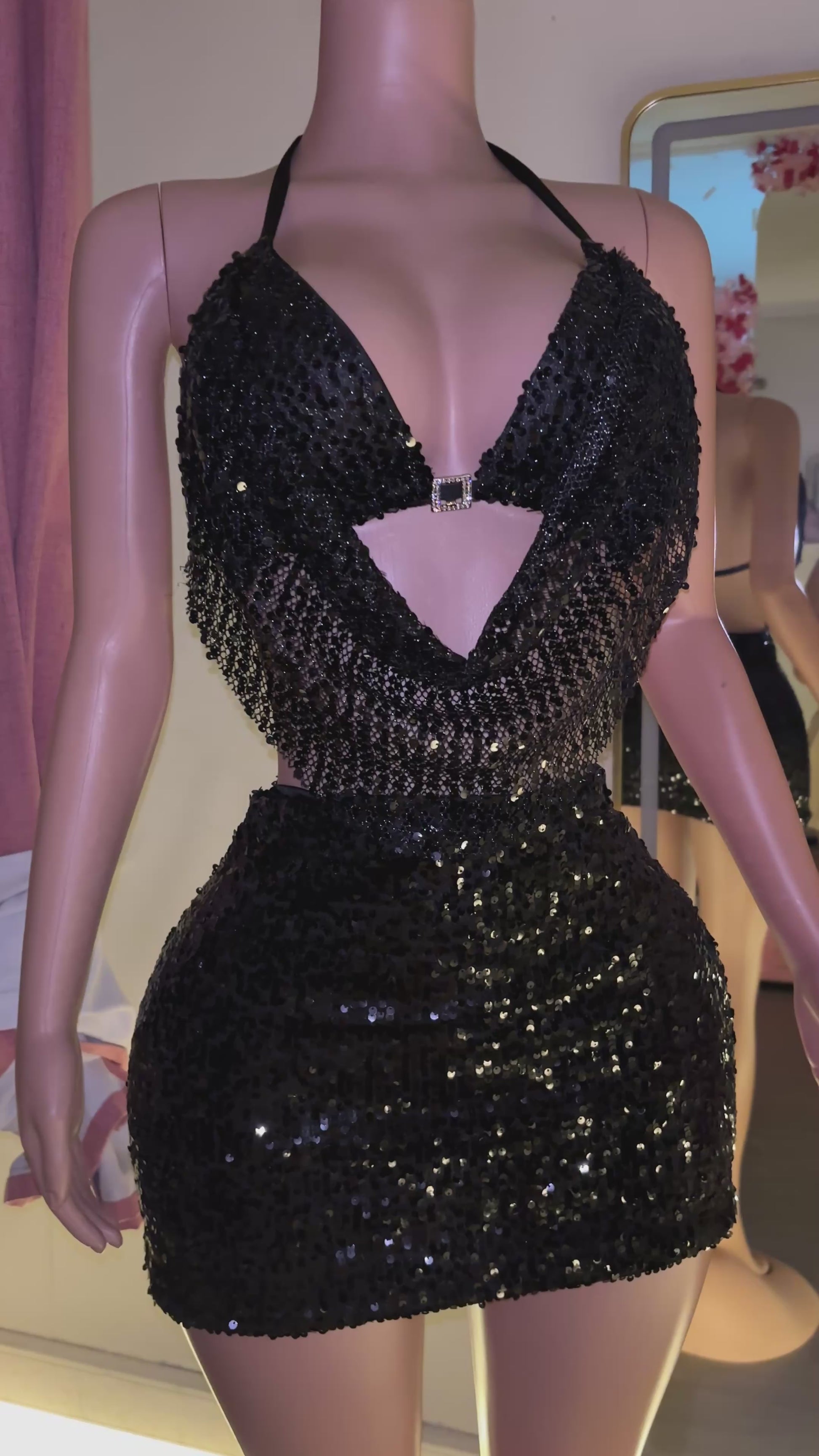 Top bikini drapeado lentejuelas