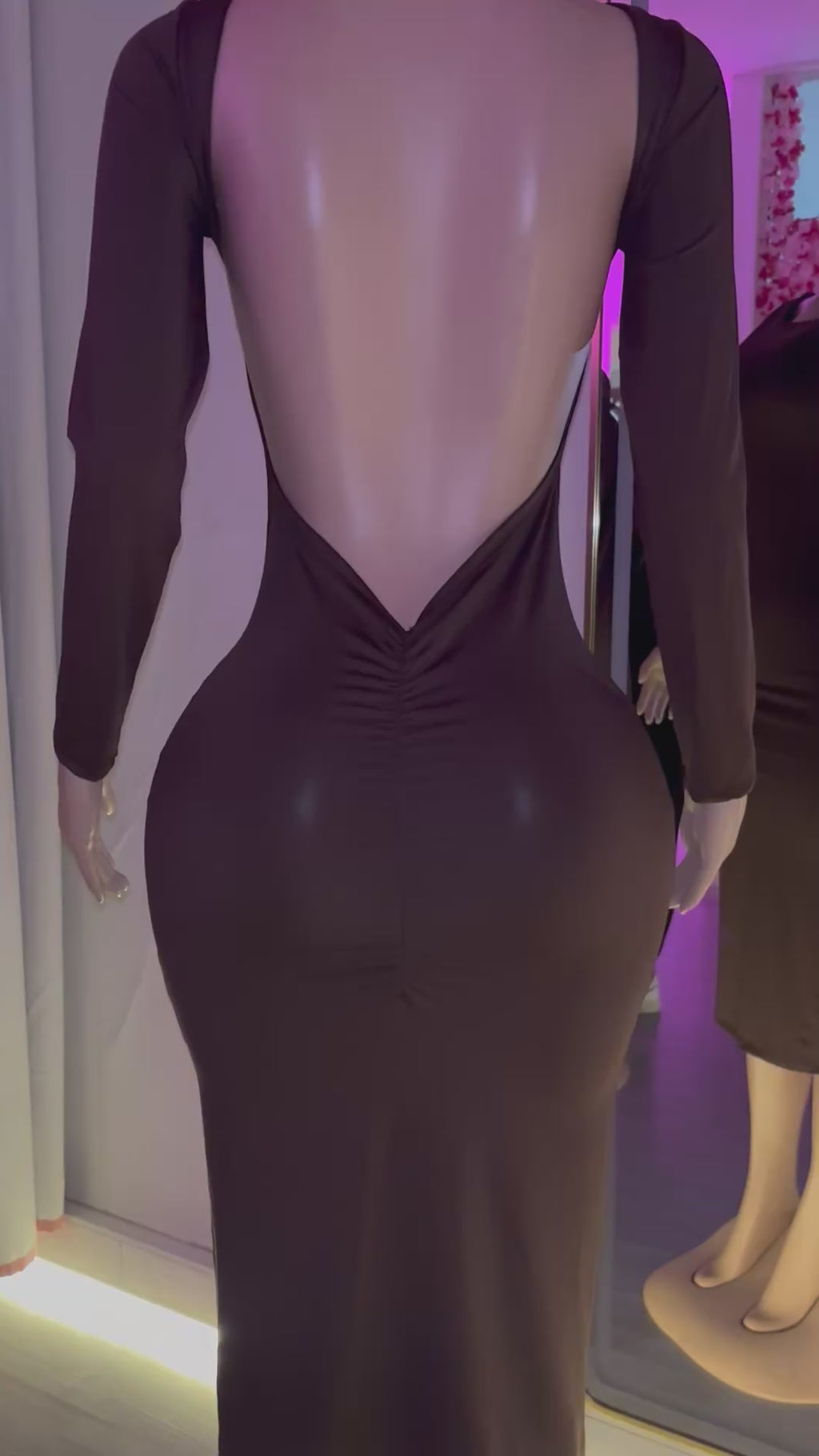 Vestido largo push up manga larga