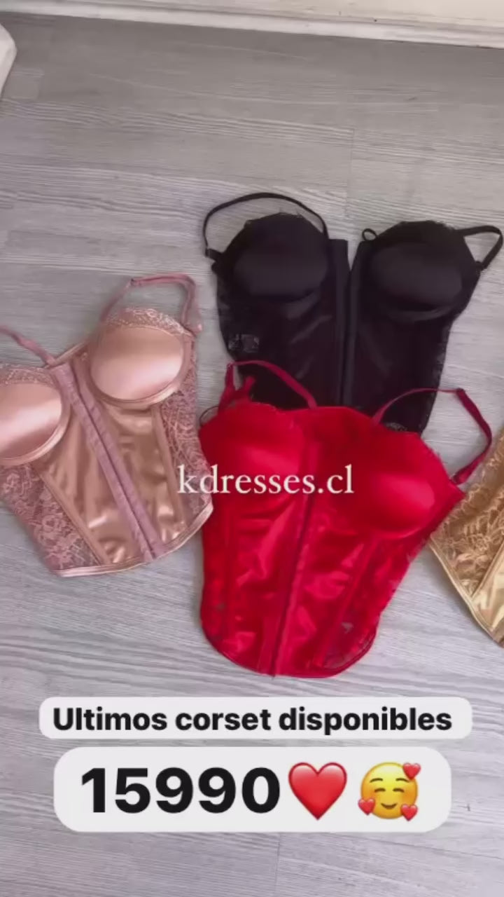 Bustier encaje satin con tirantes
