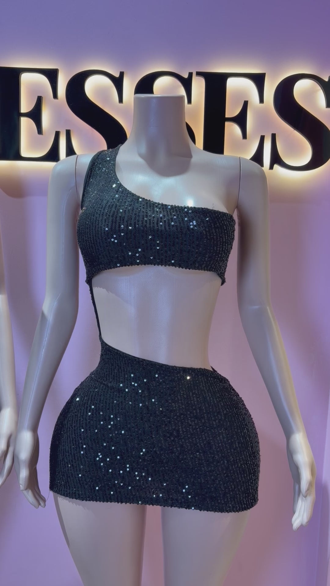 Vestido lentejuelas asimetric