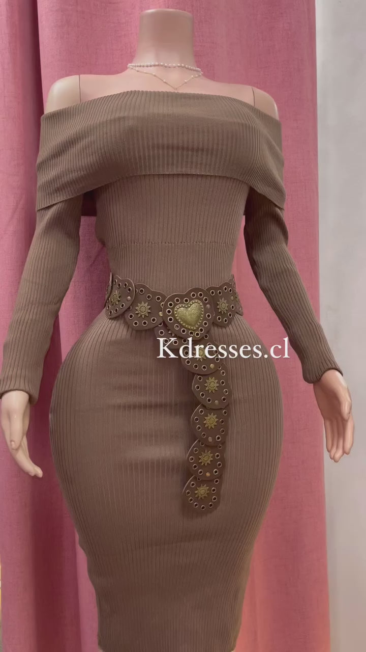 Vestido lanilla cuello bote