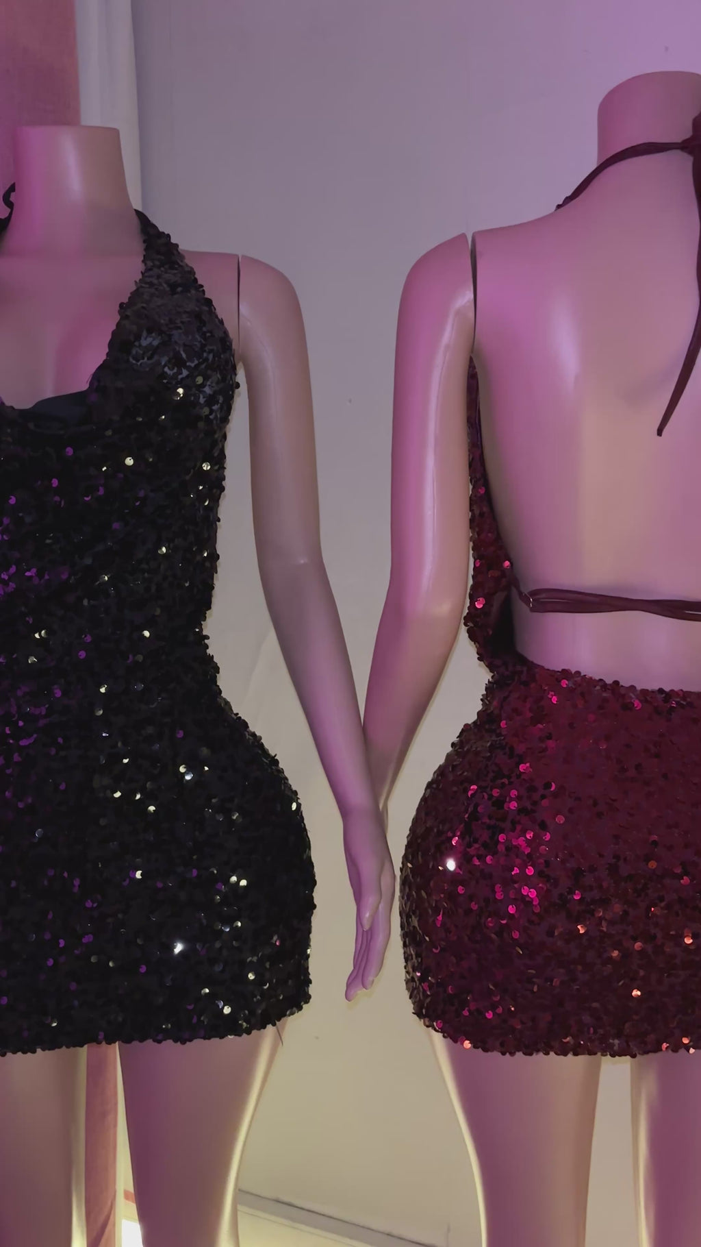 Vestido escote drapeado lentejuelas